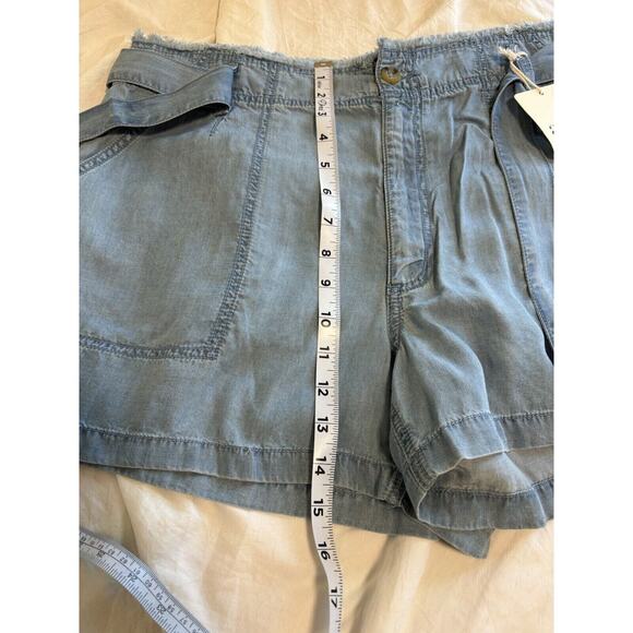 NWT Ana Shorts Womens 16 Light Blue Denim Lyocell High Rise Belted Slash Pockets - Picture 9 of 9